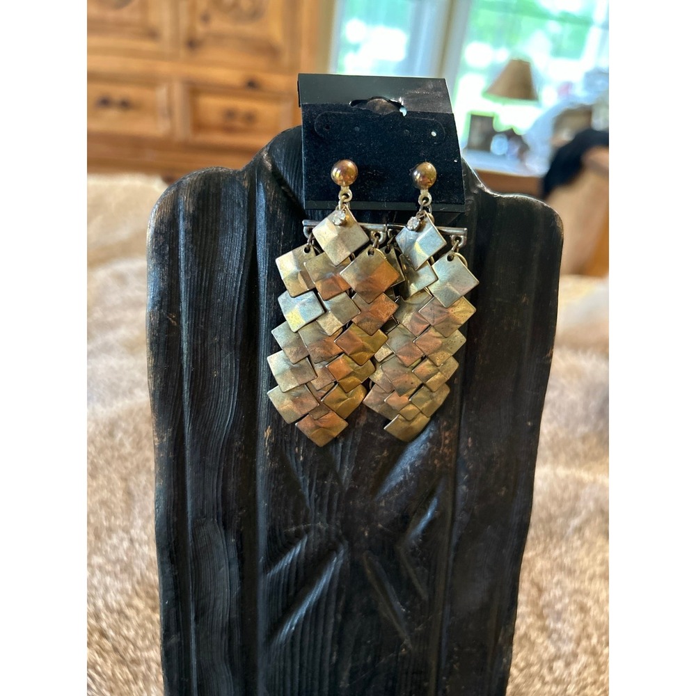 Retro Articulated Statment Brass Earrings